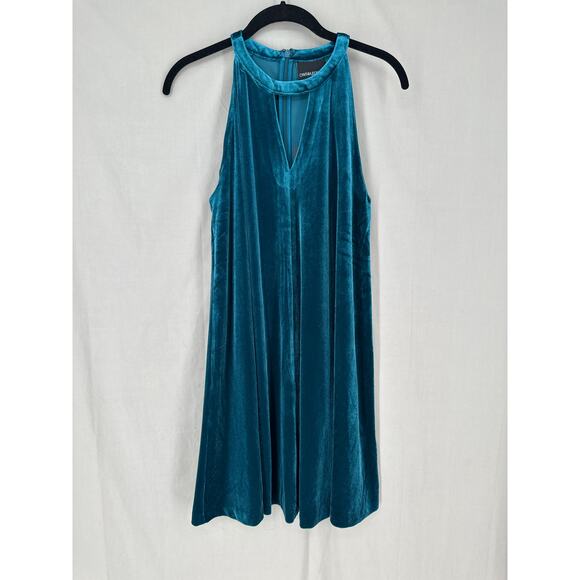 Cynthia Rowley Dress Womens Small Green Velvet Mini Party Flowy Boho Stretch - Picture 6 of 8